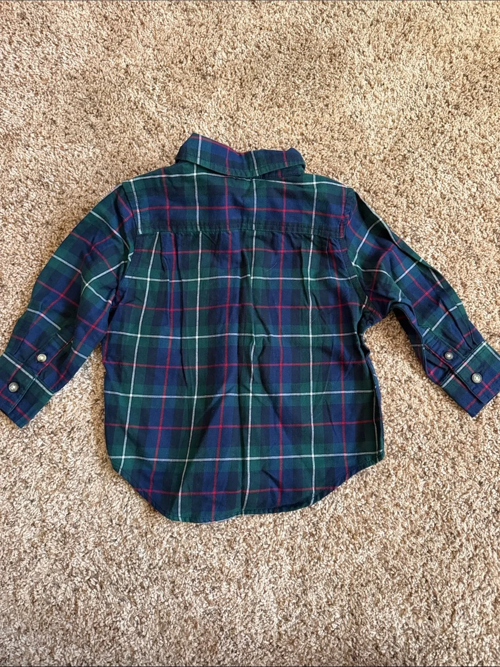 GAP Boys Green and Blue Plaid Button-Down Shirt